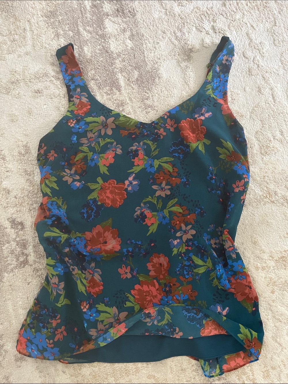 Cabi Still Life Floral Cami Tank Top Teal  Autumn Size Large